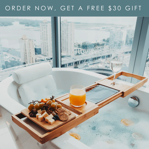 Bath Pillow And Bath Caddy Bundle By LuxeBath™ + Free Gift